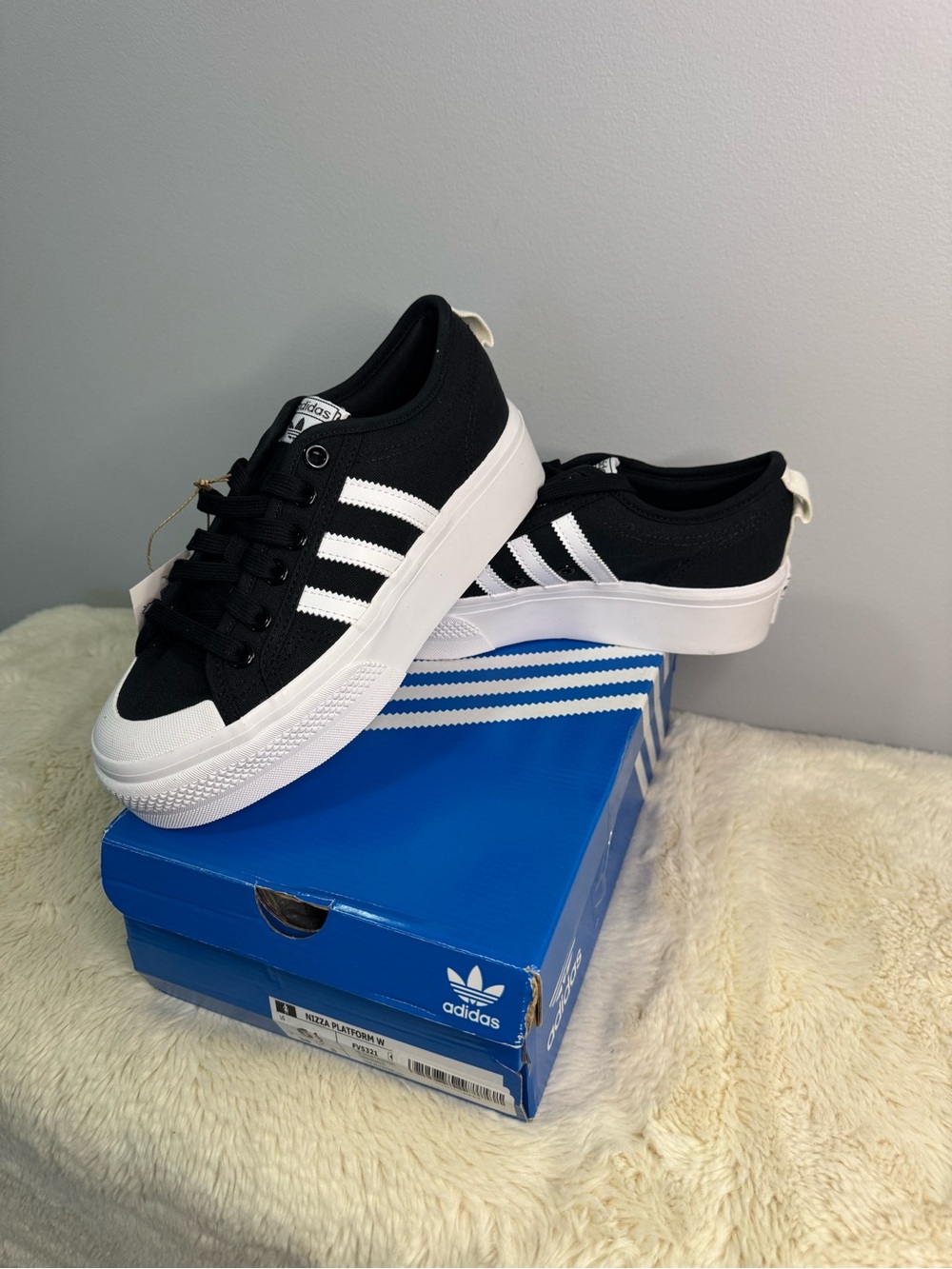 adidas Black & White Platform Sneakers | Size 6.5